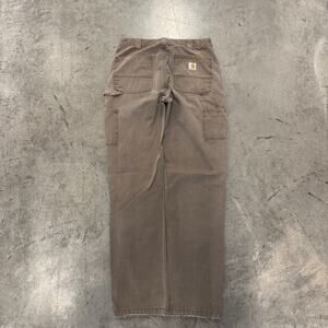 Vintage Y2K Carhartt Work Wear Beige Brown Faded Carpenter Pants 34x36
